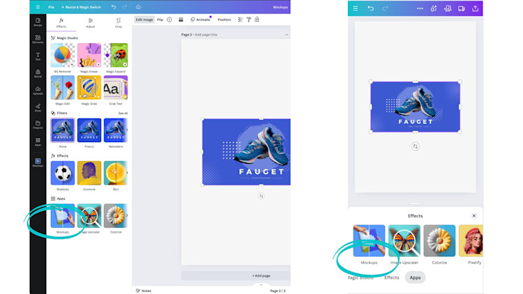 Mockups from Photo Editor Apps on both Web & Mobile.