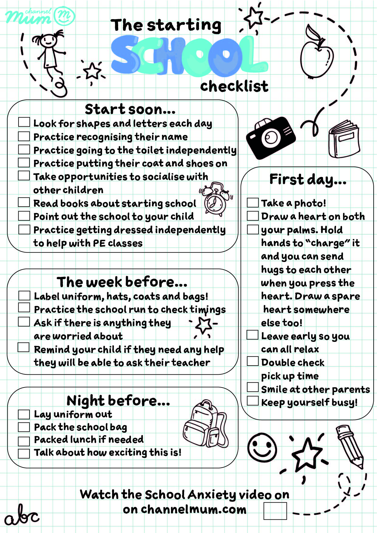 Free Starting School Checklist To Print Off Or Screen Grab Channel Mum