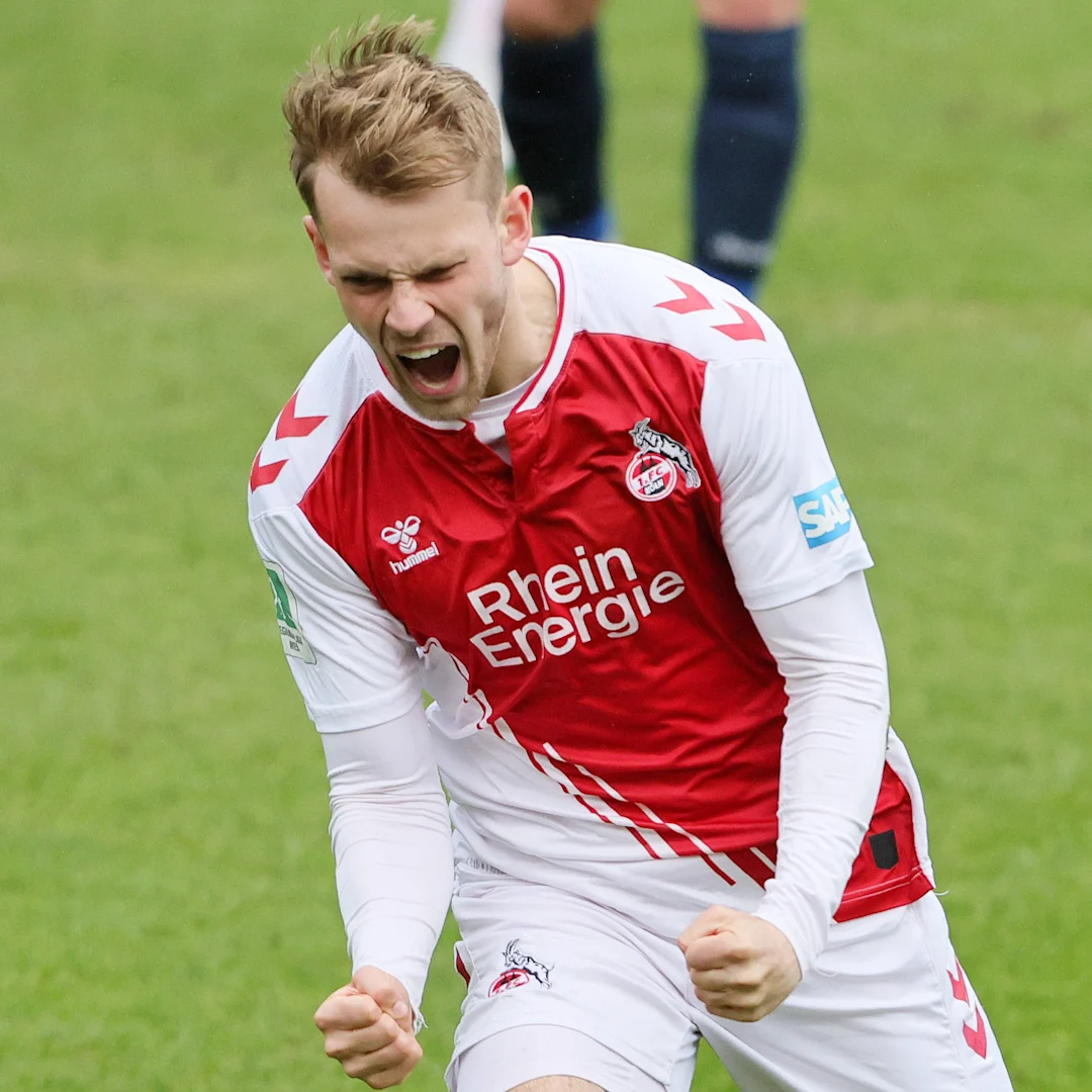 Georg nach seinem Tor im Duell zwischen der FC-U21 und dem SC Wiedenbrück (Saison 2022/23)