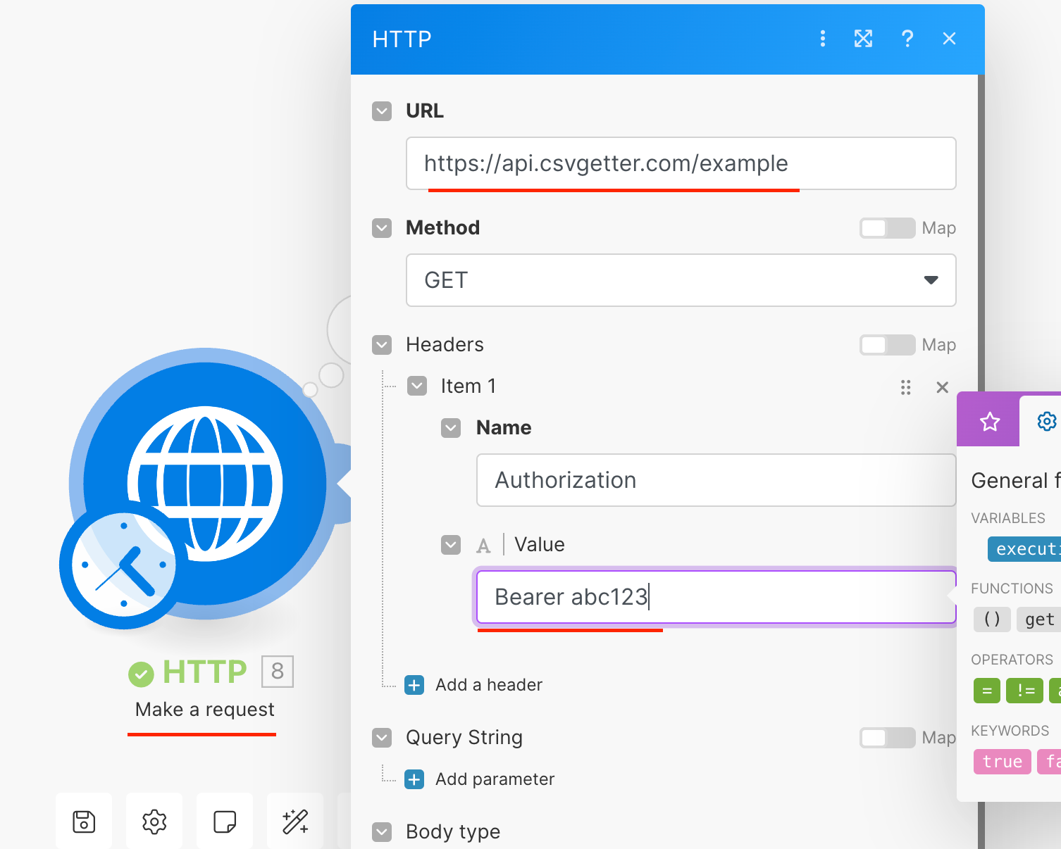 Setting a bearer token using Make's HTTP module