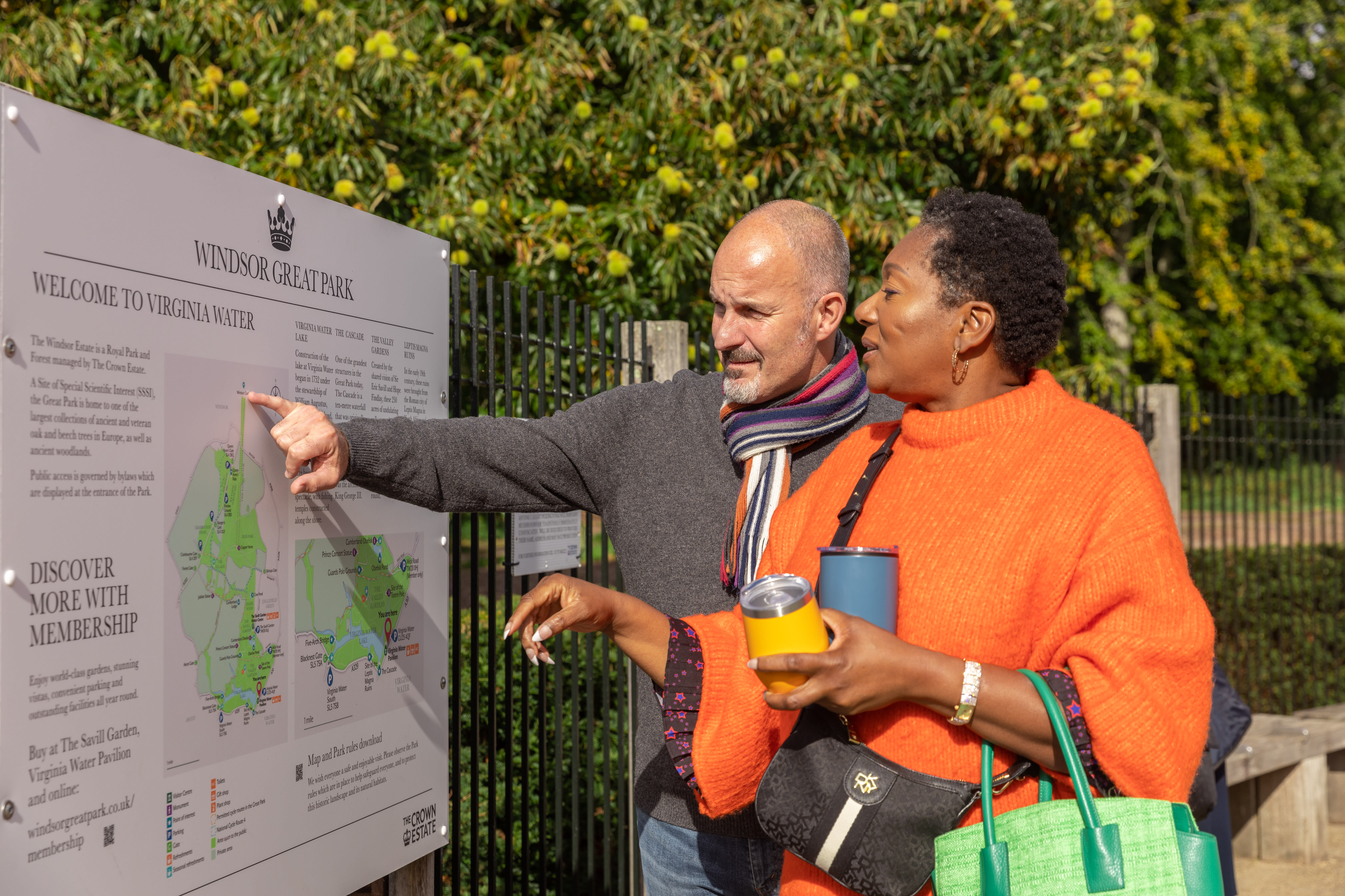 People looking at map of Windsor Great Park