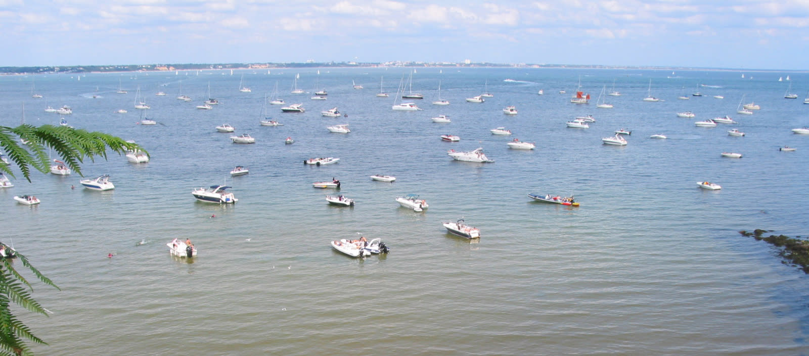 View of boats in Studland Bay