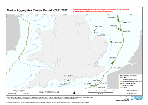 Marine Aggregates Tender Round map 21/22