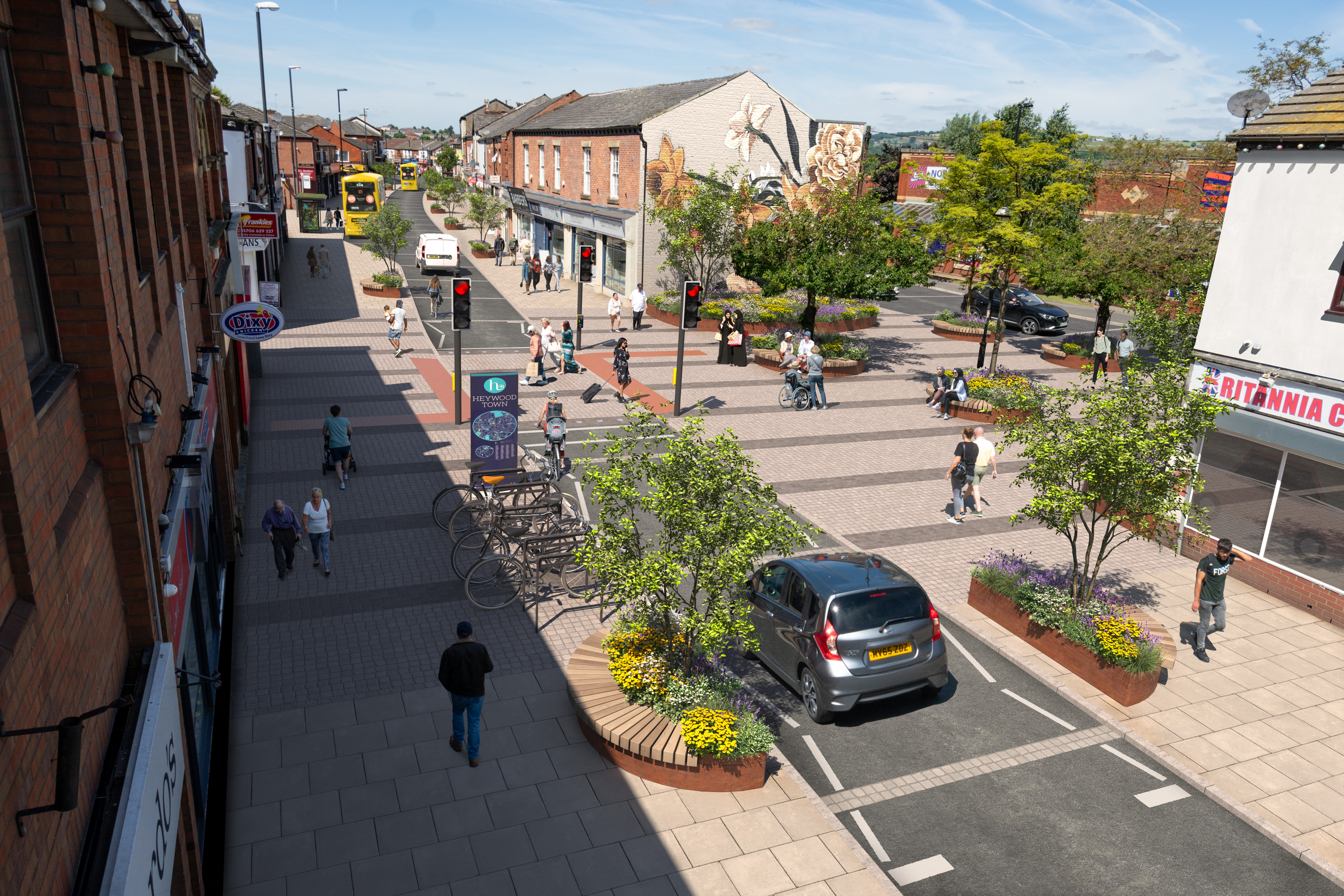 Mock up of Market Street in Heywood