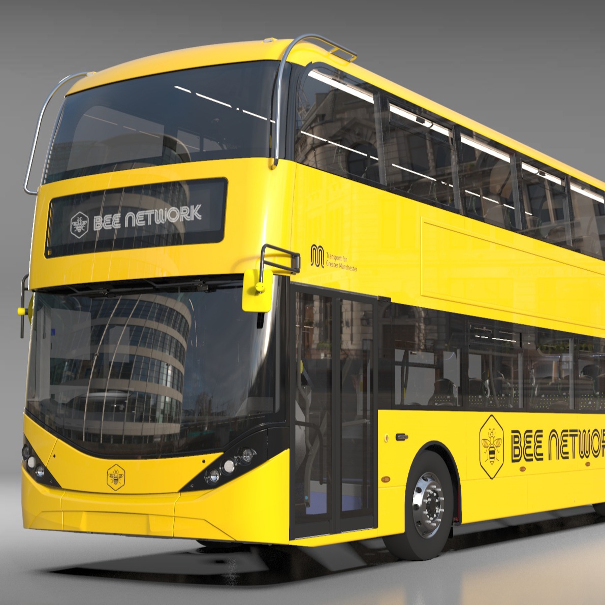Yellow bee network bus in new branding