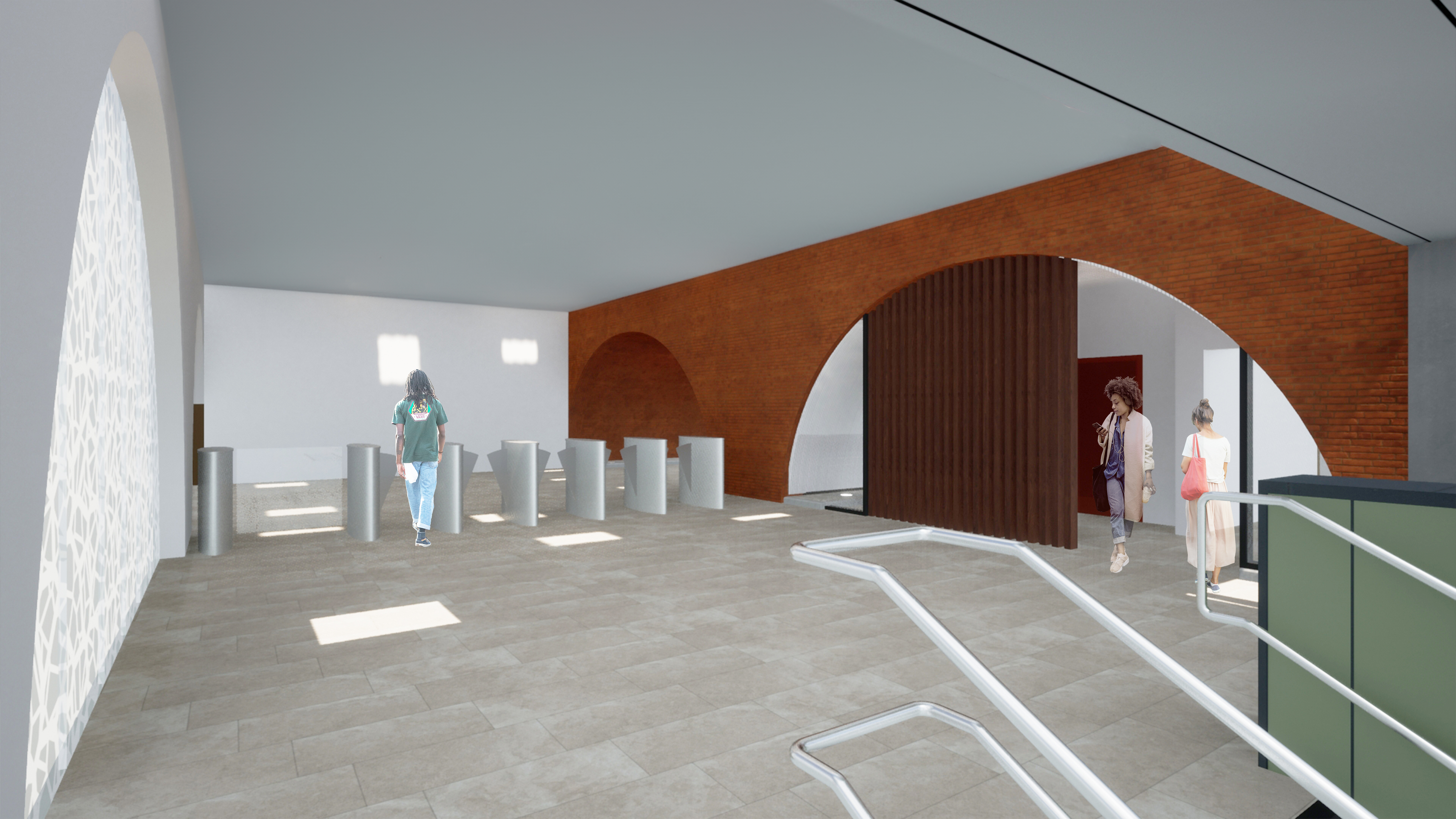 CGI image of future works. Upper concourse at Salford Central with new accessible toilets