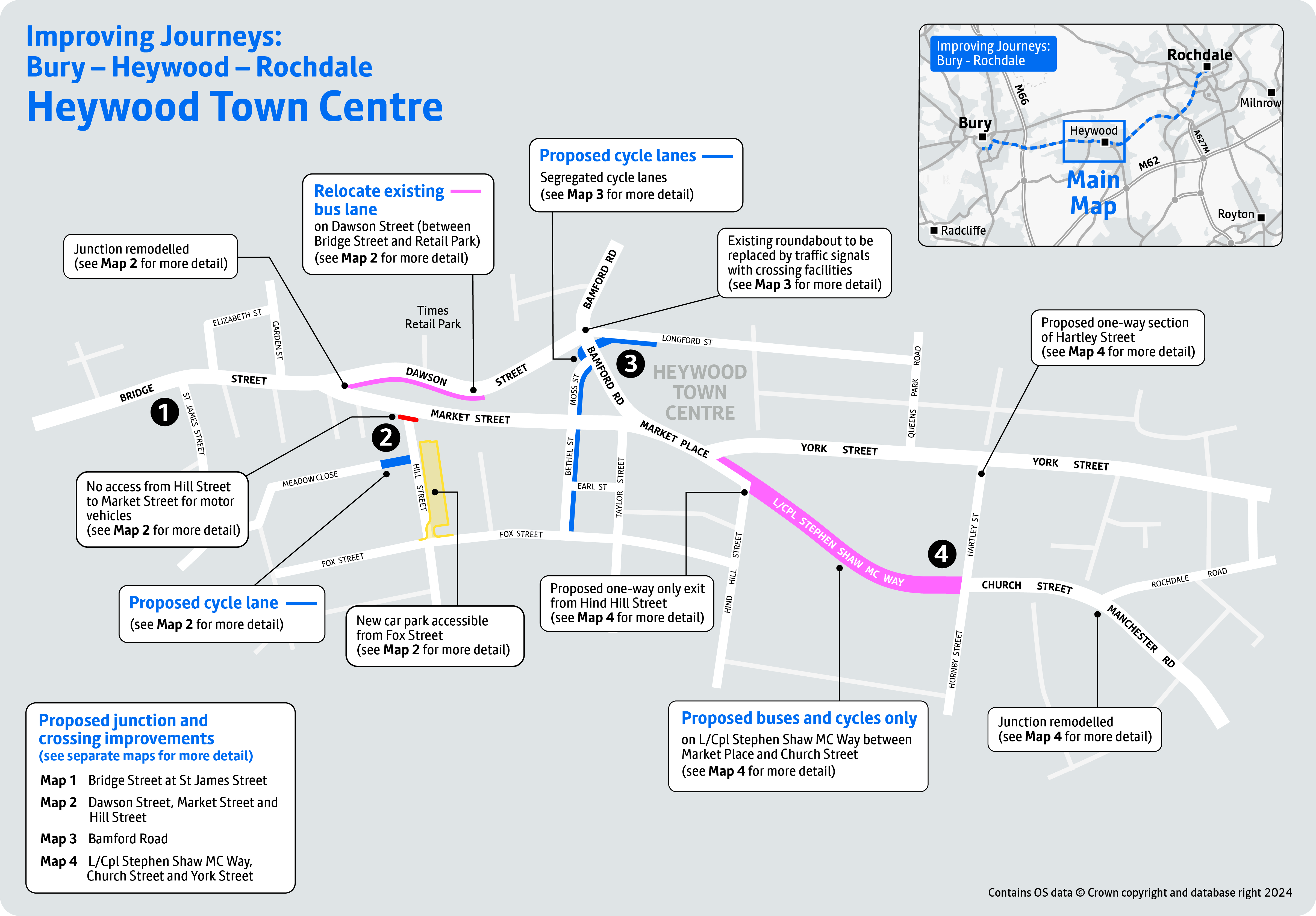 Map of Heywood town centre improvements