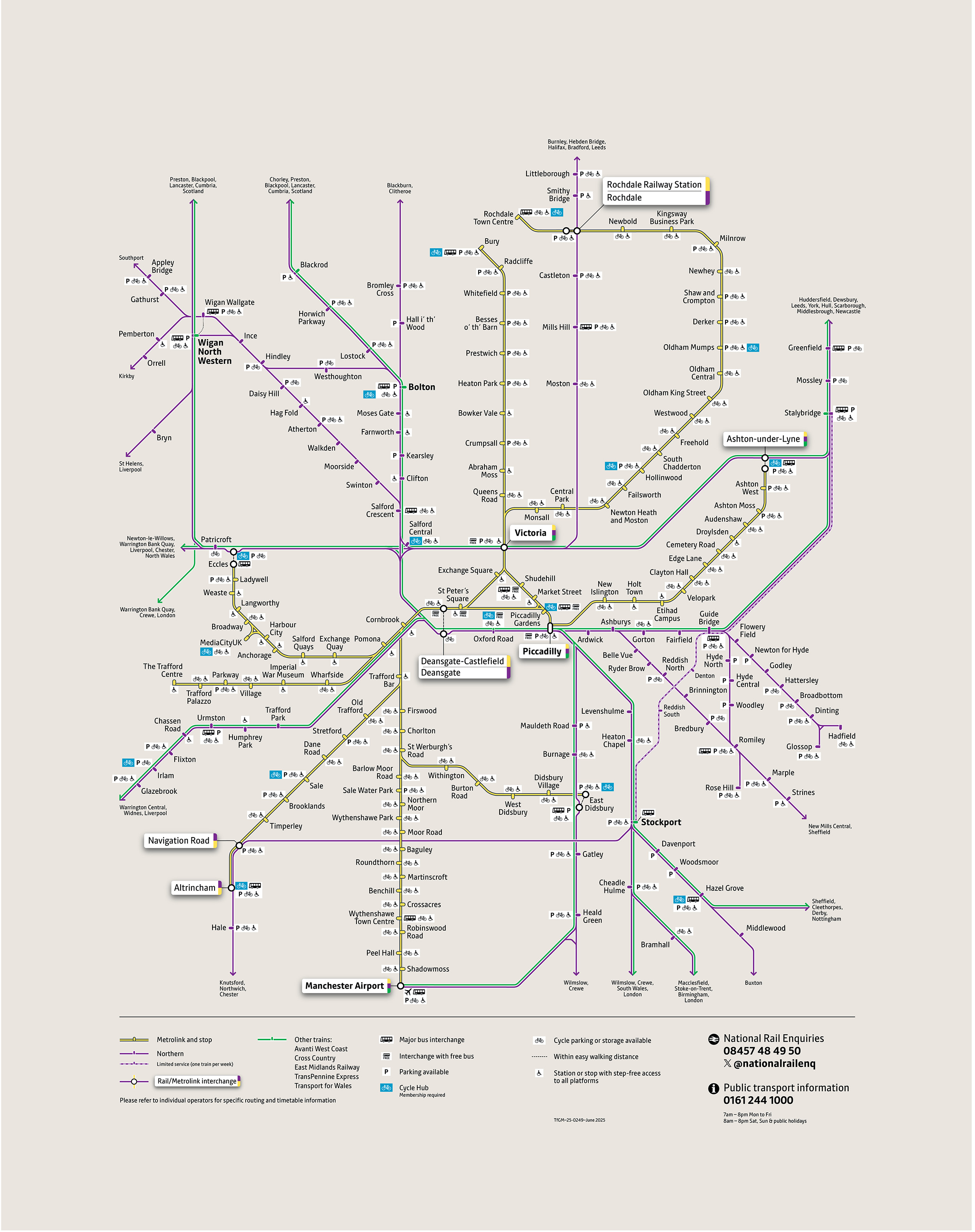 Combined rail and tram map