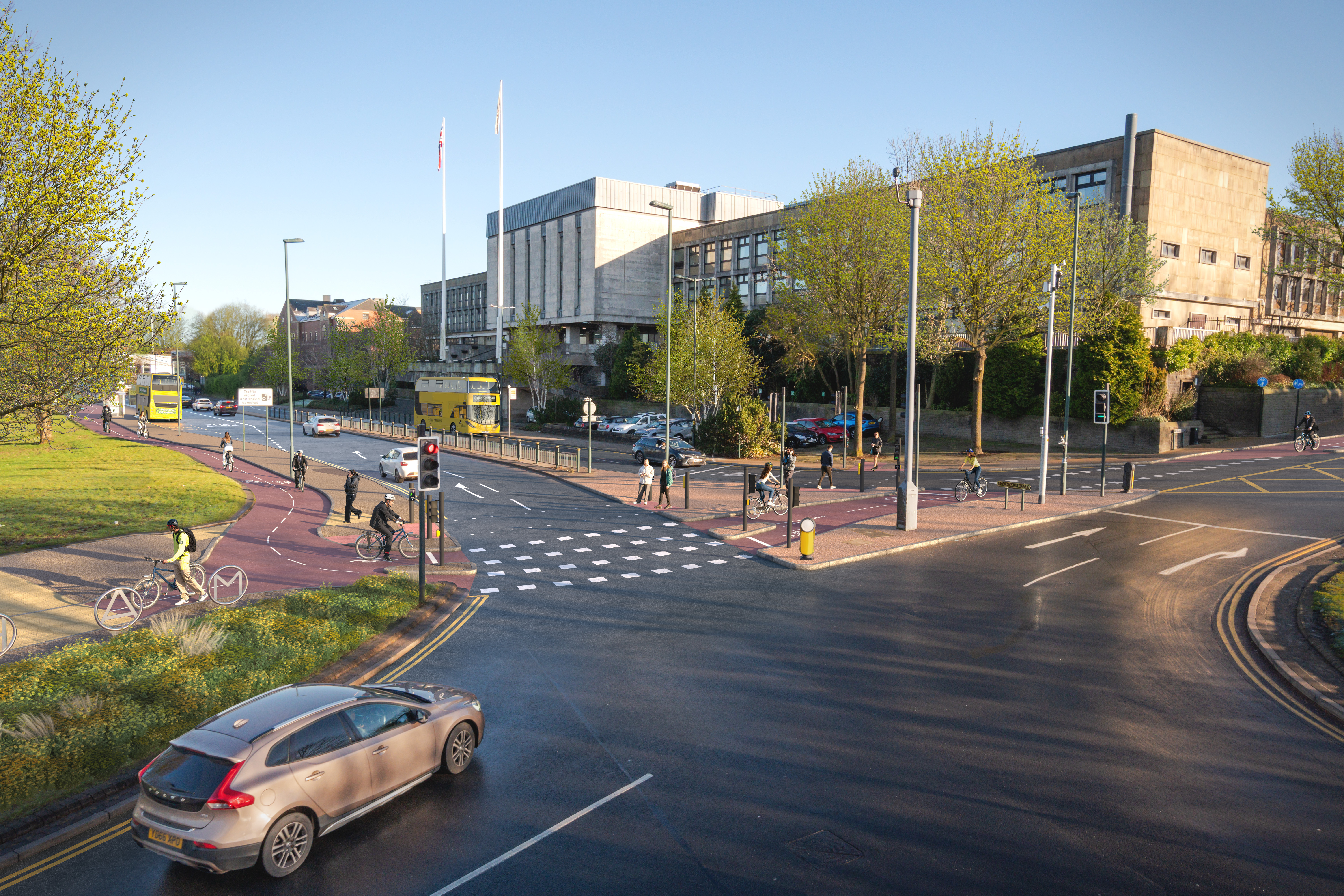 Visualisation of new crossing in Oldham, with a car turning left