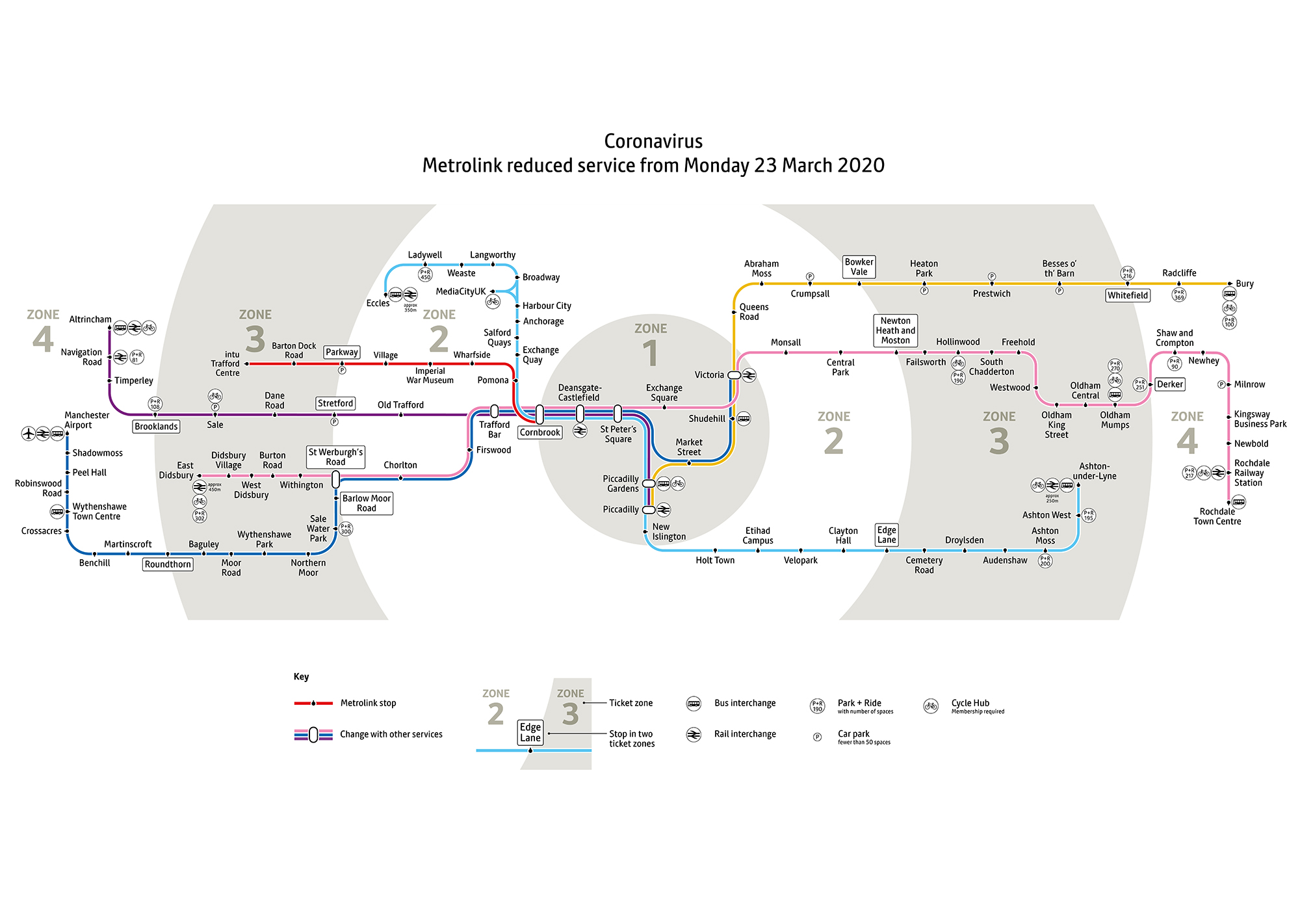 Reduced Service Metrolink Map March 2020 