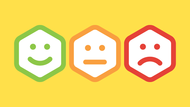 Rate Your Journey graphic showing three different faces