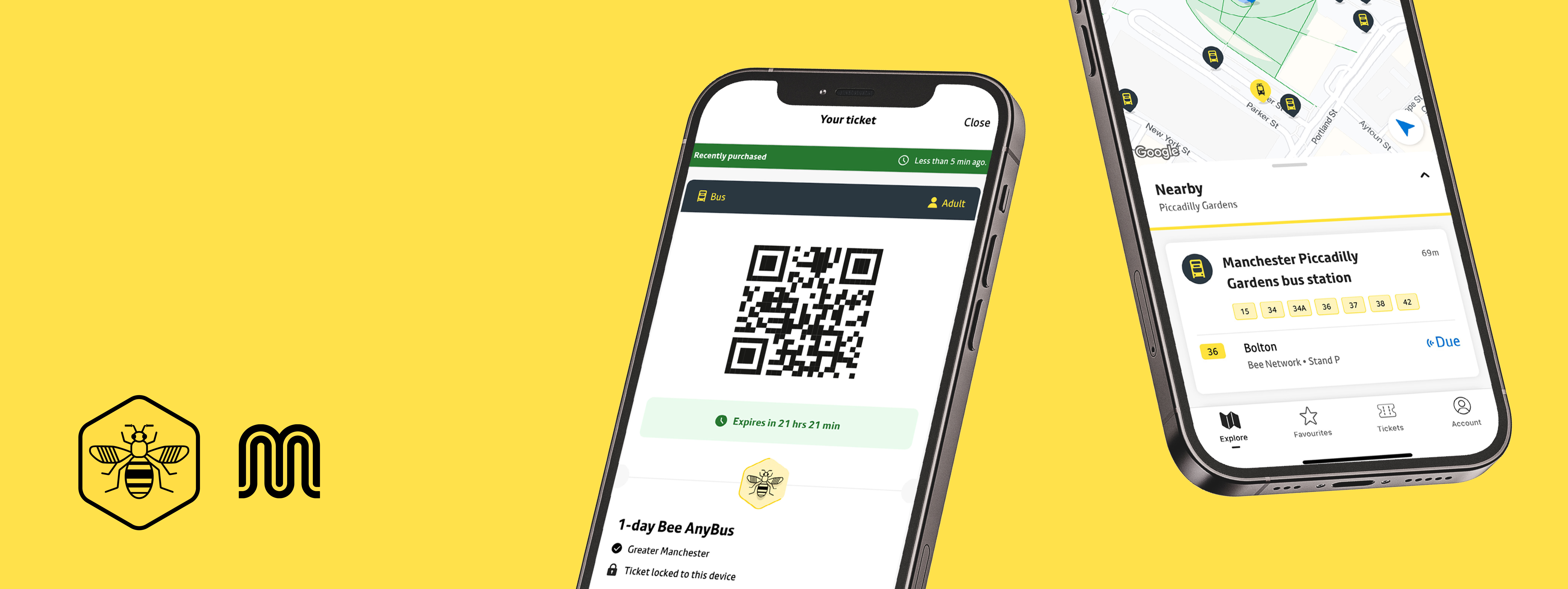 Two screenshots showing the bee network mobile app