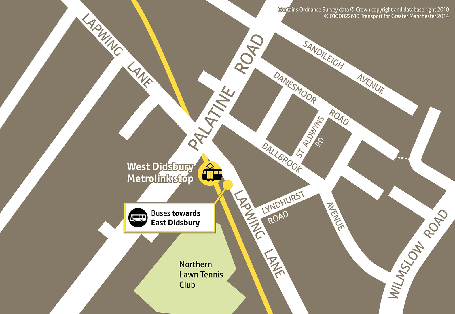 West Didsbury Metrolink bus replacement stop