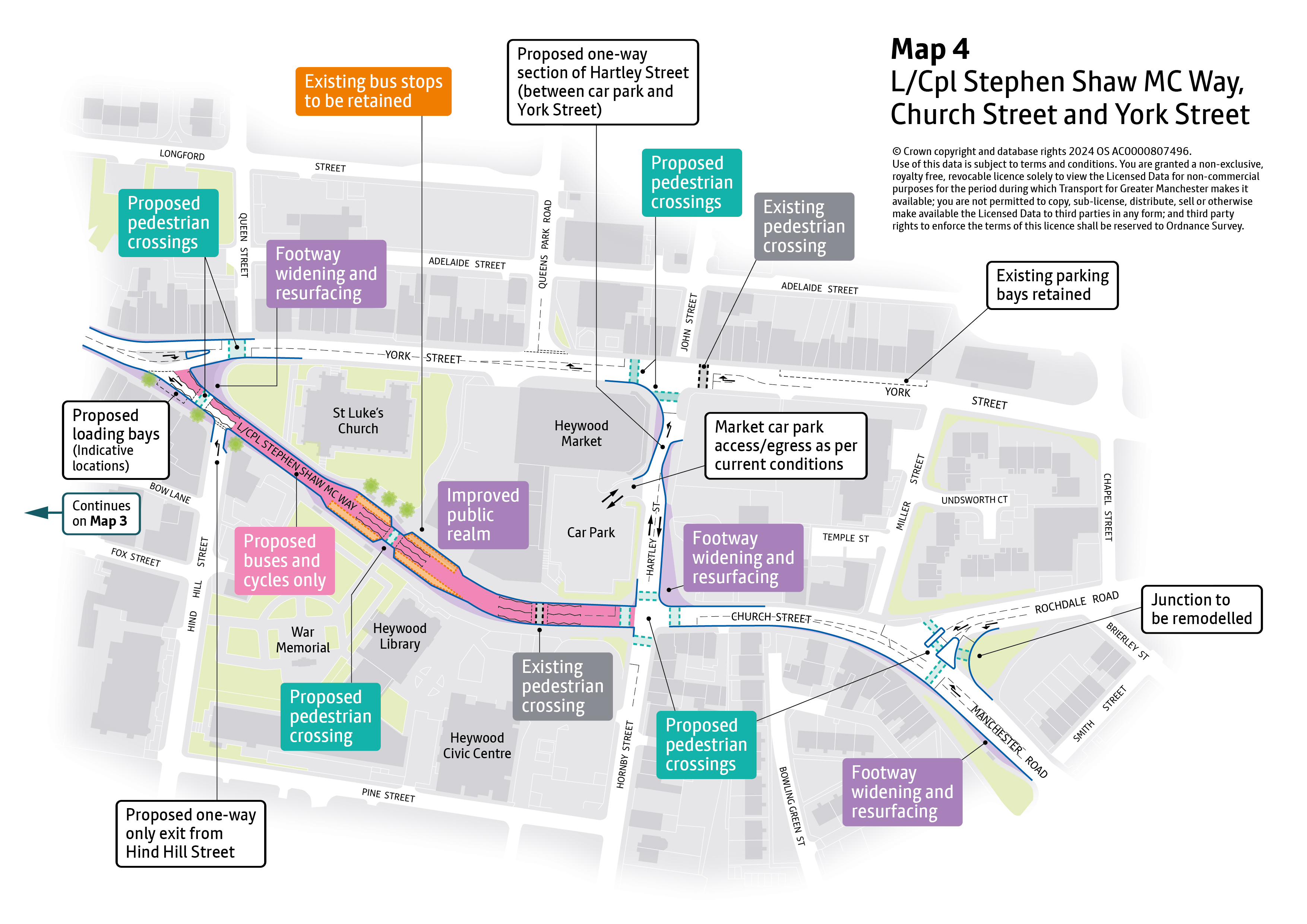 Map of L/Cpl Stephen Shaw MC Way, Church Street and York Street