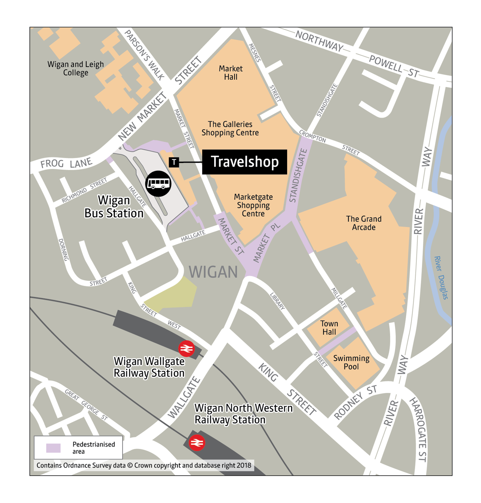 Wigan Travelshop map | Transport for Greater Manchester