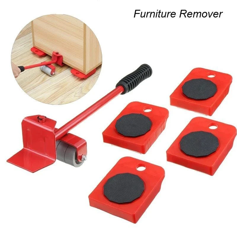 Furniture Lifter 5-Piece Heavy Duty Moving Tool Set with 4-Wheel Furniture Mover Rollers for Home Appliances