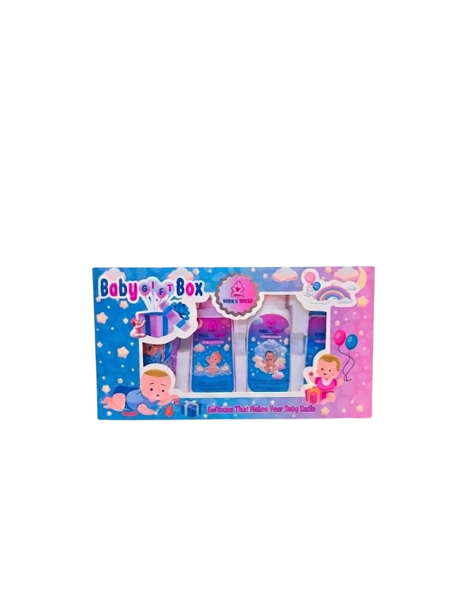 NikkaNikki Baby Gift Box | Baby Lotion, Shampoo, Powder & Soap | 4-in-1 Baby Care Set