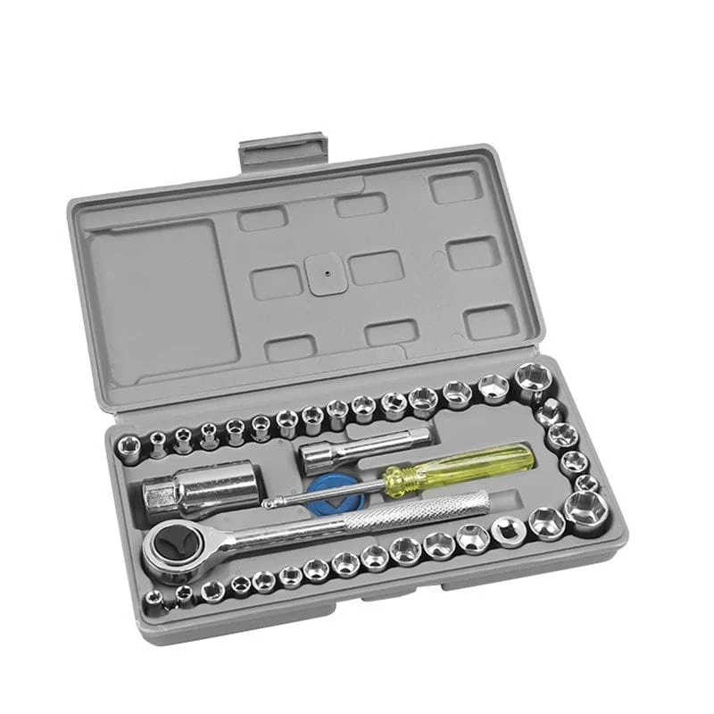 Aiwa 40 Piece Tool Kit Combination Socket Ratchet Wrench Ring Spanner Screwdriver Bit Set Hand Tool Kit
