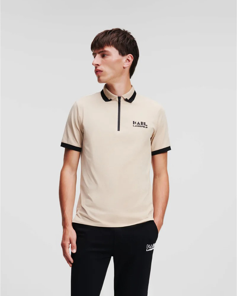 New KARL Logo Half Zip Polo