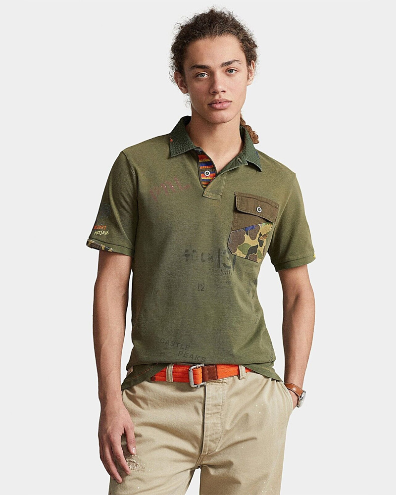 Classic Fit Mesh Graphic Polo