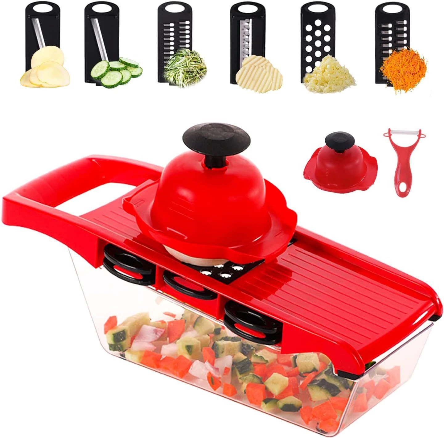 10-in-1 Multi-Function Vegetable & Fruit Chopper Mandoline Slicer Potato Onion Cheese Grater Dicer with Peeler