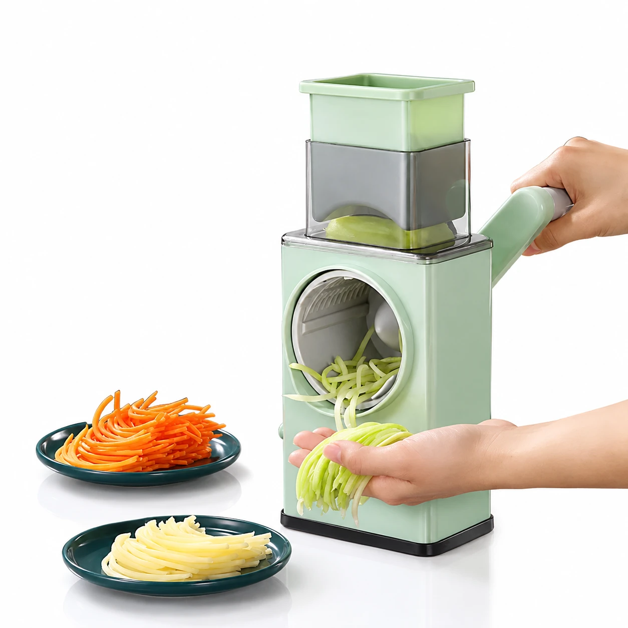3-in-1 Manual Vegetable Slicer Rotary Cheese Grater Potato Chopper Veggie Cutter Peeler Kitchen Tool