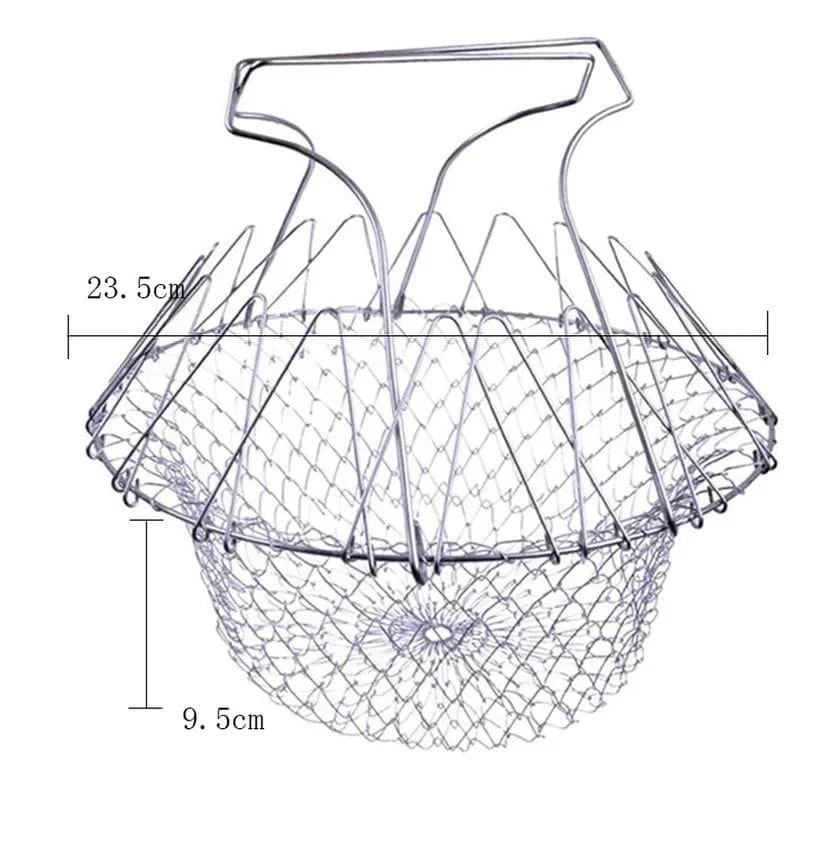 12-in-1 Foldable Vegetable Frying Strainer Chef Basket Multifunctional Kitchen Cooking & Draining Tool
