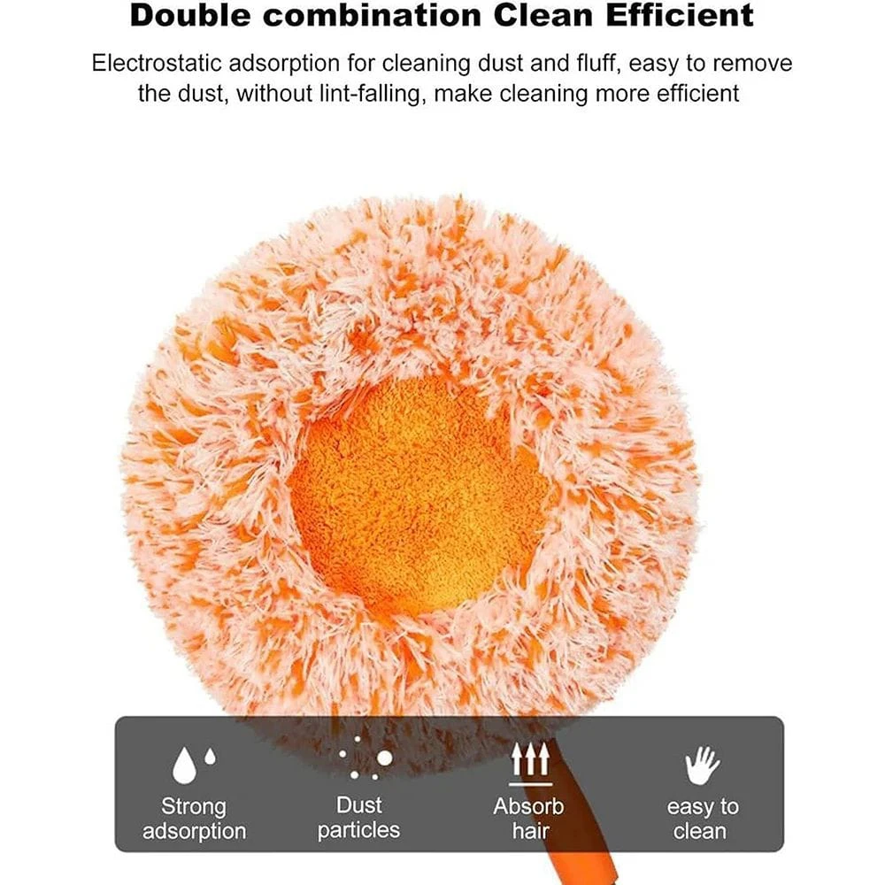 1Pc 360° Rotatable Round Microfiber Mop Dust Mop for Floor Wall Window Household Cleaning