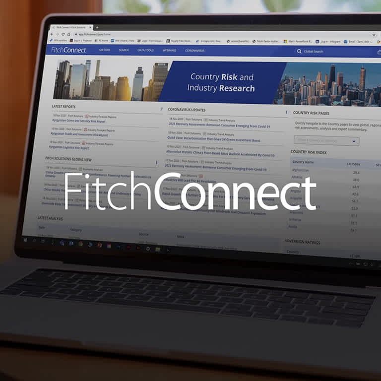 A laptop screen showing Fitch Connect homepage