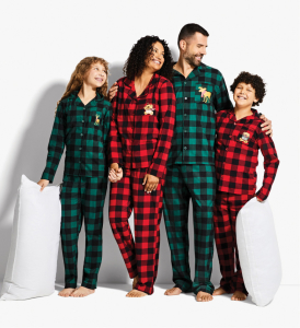 Silicherry Christmas Couple Matching Pajamas Set Buffalo Plaid Pajama Set  with Santa Hat and Socks for Men and Women (Women,Large) at  Women's  Clothing store