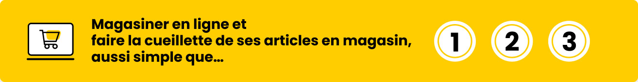 Magasiner en ligne et faire la cueillette de ses articles en magasin, aussi simple que… 1 2 3