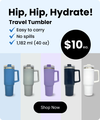 Hip, Hip, Hydrate! Travel Tumbler. Easy to carry. No spills. 1,182 ml (40 oz).