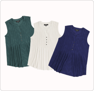 3 tank style blouses in different colours