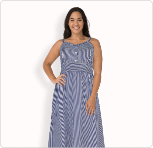 mySTYLE Women's Plus Mykonos Spaghetti Strap Smock Waist Dress