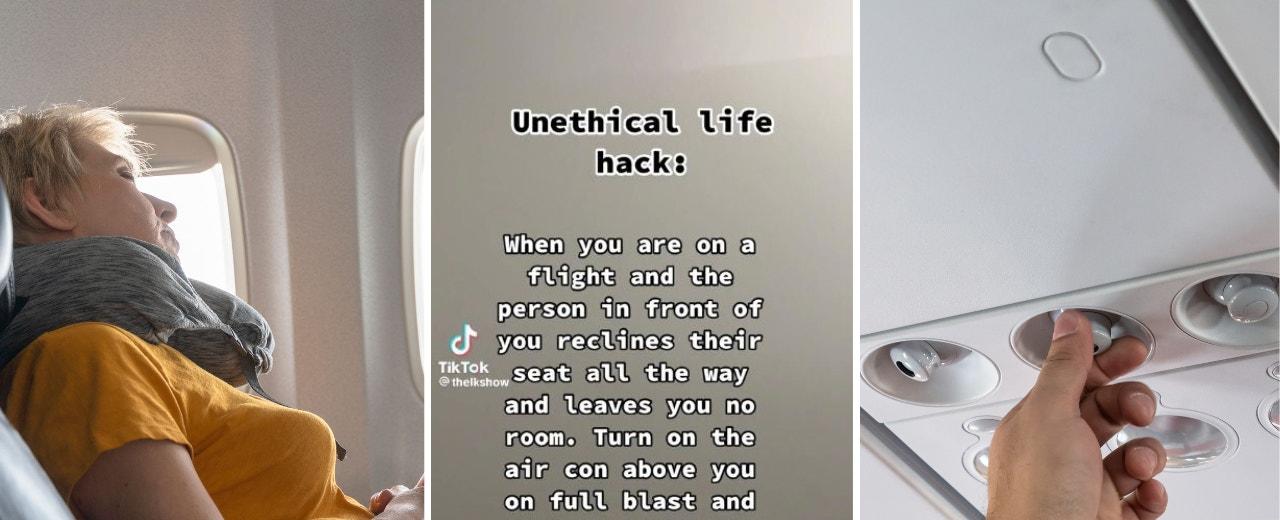 TikTok user's 'unethical' plane 'life hack' to punish reclined seat passengers goes viral: 'Full blast'