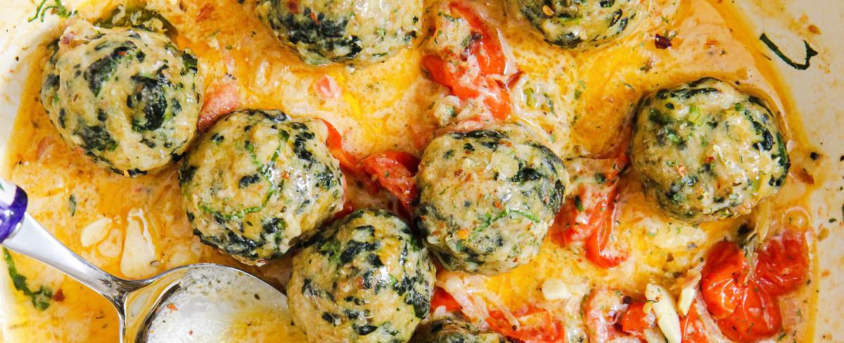 Spinach Chicken Meatballs in Parmesan Cream Sauce Recipe