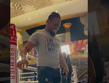 Showtime Shawn Porter Tosses T-Shirts at Davis vs. Garcia Workouts #shorts