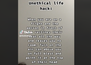 TikToker Shares Unethical Life Hack To Stop Reclining Plane Seats
