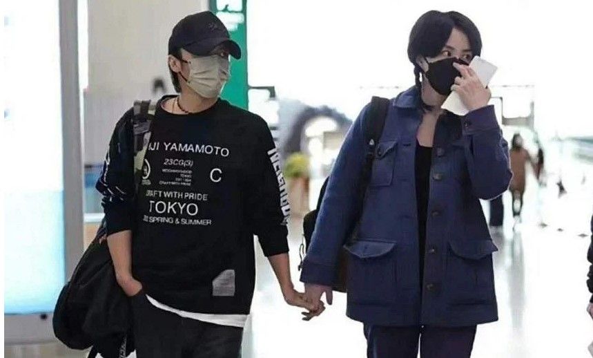 Celebrity couple Nicholas Tse and Faye Wong spotted holding hands at Chinese airport