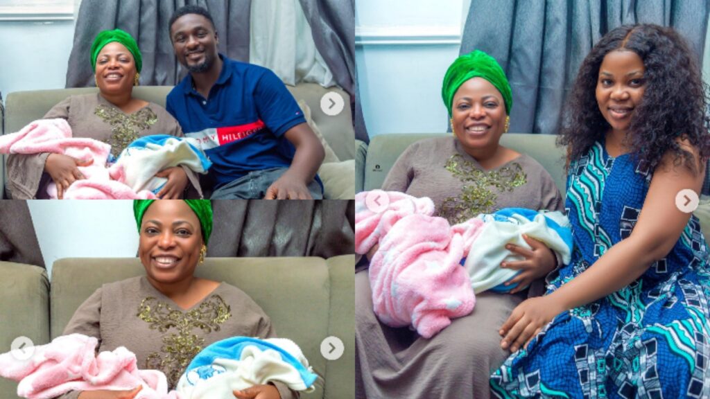 Celebrity Prophetess Mary Olubori storms Adeniyi Johnson and Seyi Edun’s house to welcome their twins - Gistlover Gossip