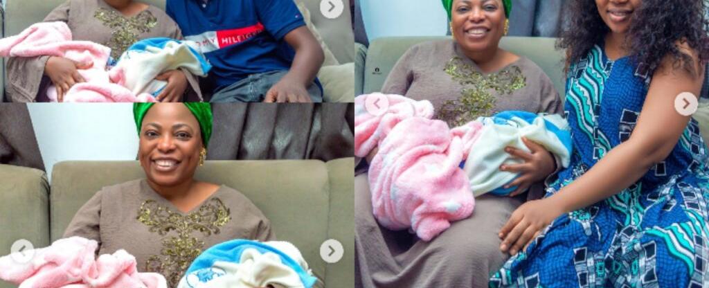 Celebrity Prophetess Mary Olubori storms Adeniyi Johnson and Seyi Edun’s house to welcome their twins - Gistlover Gossip