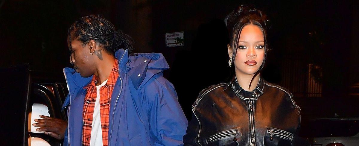 Rihanna Wore No Top, an Open Coat, and Micro Skirt for Date With A$AP Rocky