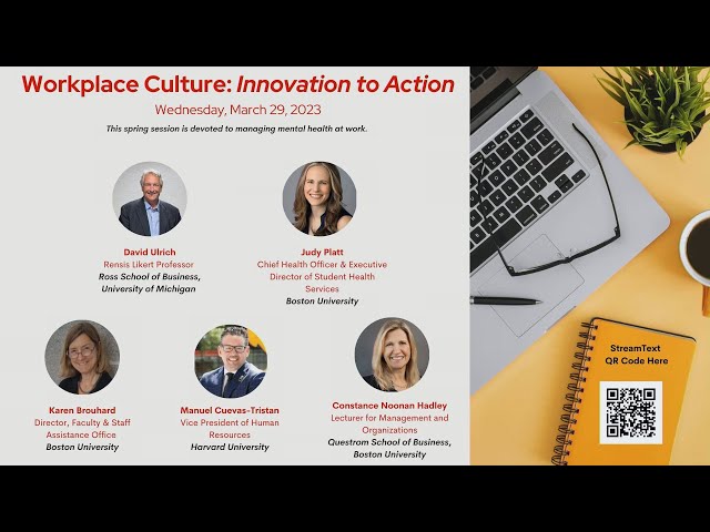 Workplace Culture: Innovation to Action Speaker Series - Managing Mental Health at Work
