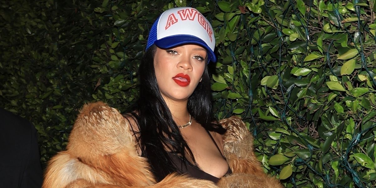 Rihanna Wears Brown Minidress, Louis Vuitton Bag, and Trucker Hat on Date