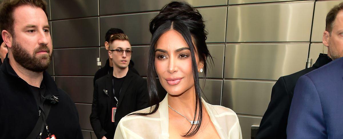 Kim Kardashian Wears Bandeau and See-Through Pantsuit for Time 100 Talk
