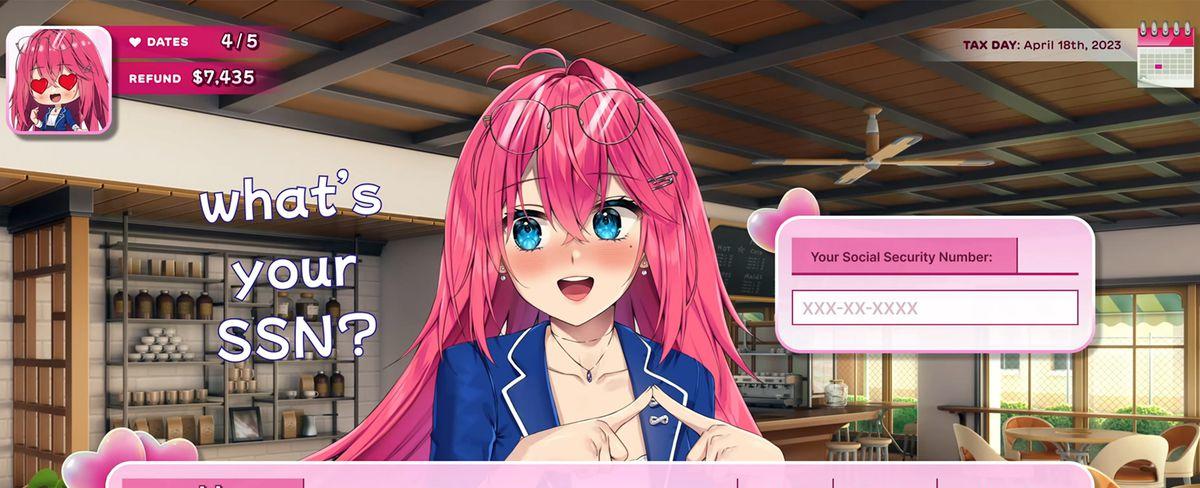 Tax Heaven 3000 is an anime dating sim that helps you file taxes