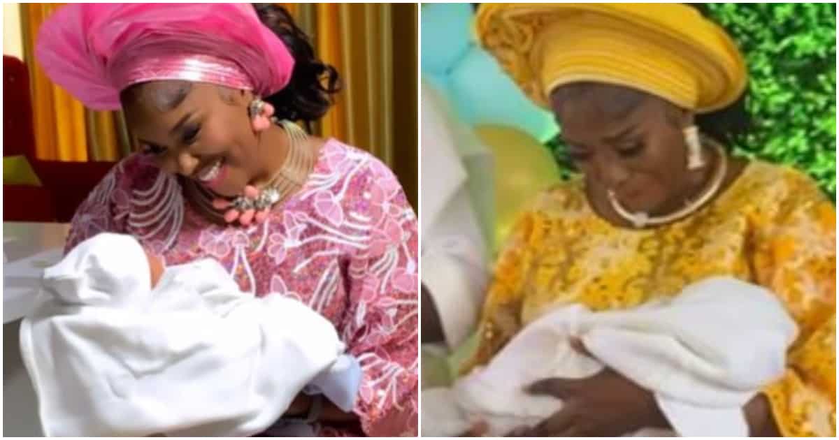 “Surely It’s Tears of Joy”: Actress Biola Bayo Gets Emotional at Child’s Christening, Celebrities Storm Event