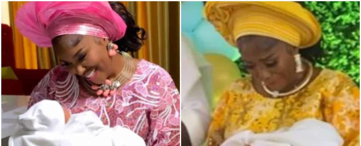 “Surely It’s Tears of Joy”: Actress Biola Bayo Gets Emotional at Child’s Christening, Celebrities Storm Event
