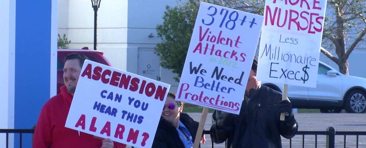 Nurses picket at Ascension Via Christi, claim staffing issues and workplace violence