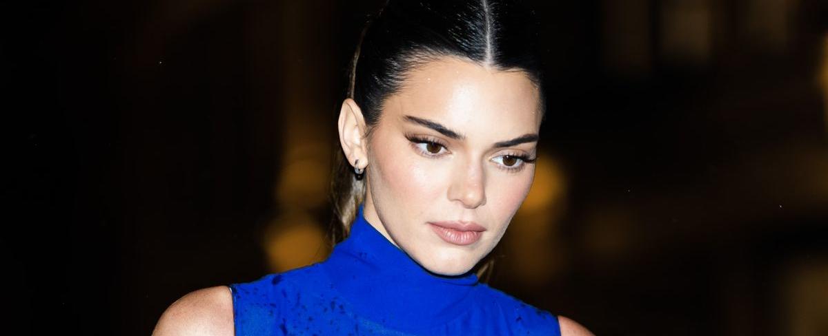 Kendall Jenner Wears See-Through Blue Gown With Feathered Skirt In NYC